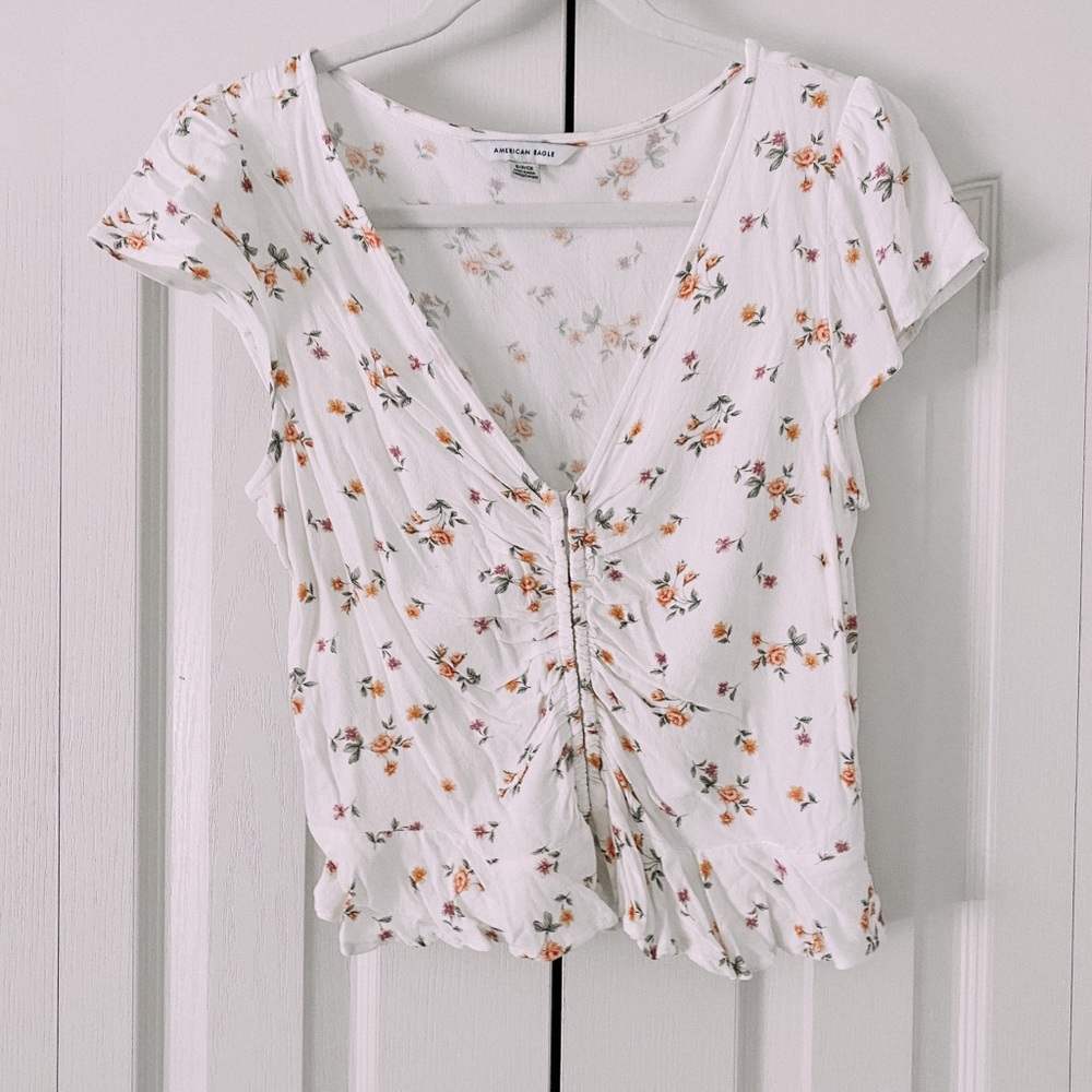 AE Ruffle Sleeve Floral Top